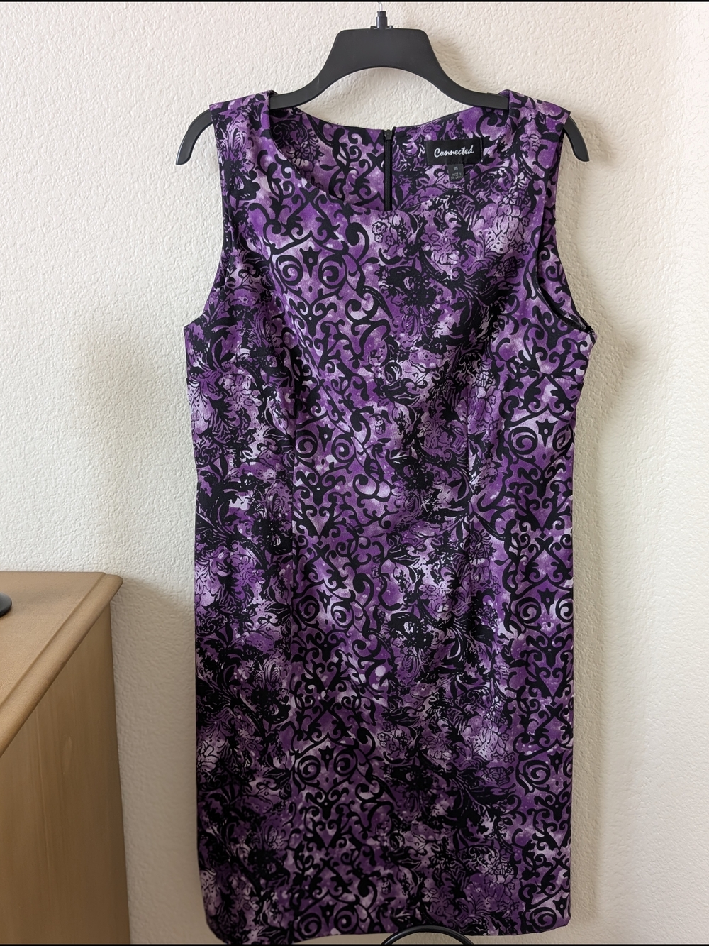 Connected Apparel Purple Floral Midi Sheath Dress
